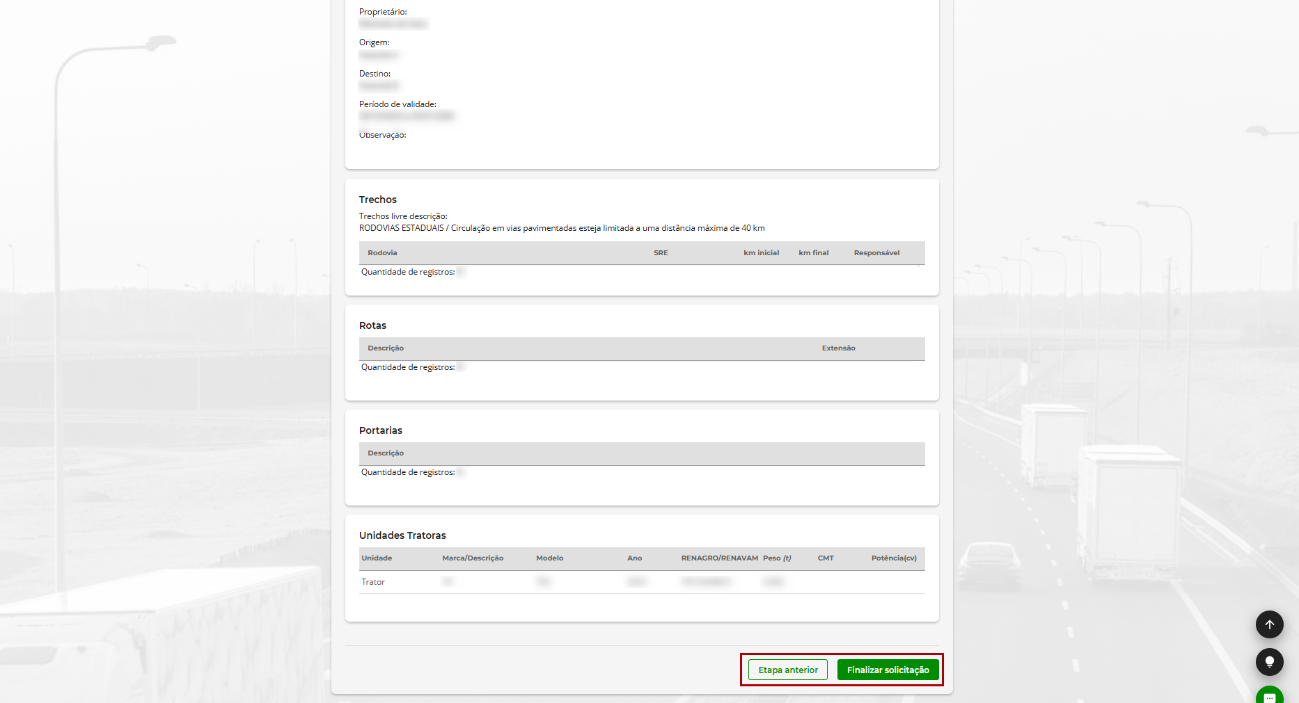 passo 2 - opcoes etapa anterior e finalizar solicitacao.png